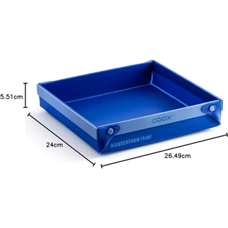 Coox Backform eckig Frame MQ 25.5 cm x 24 cm x 5.5 cm, faltbare Silikonform mit Antihaft-Oberfläche, Blau – Bild 10