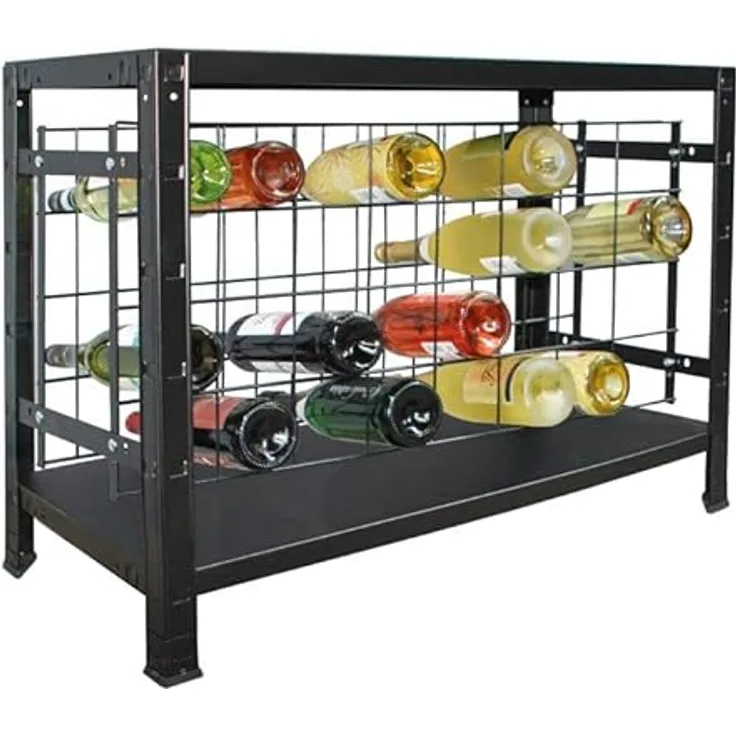 SCHULTE Regalwelt Weinregal für bis zu 32 Flaschen, 43x80x35 cm (HxBxT), schwarz, Getränkeregal, Weinflaschenregal, Flaschenregal