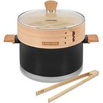 Concord 25,4 cm Edelstahl-Dampfgarer mit natürlichem Bambus-Dampfgarer 24 cm (Nior/Bambus) - Perfekt zum Dämpfen von Gemüse und mehr