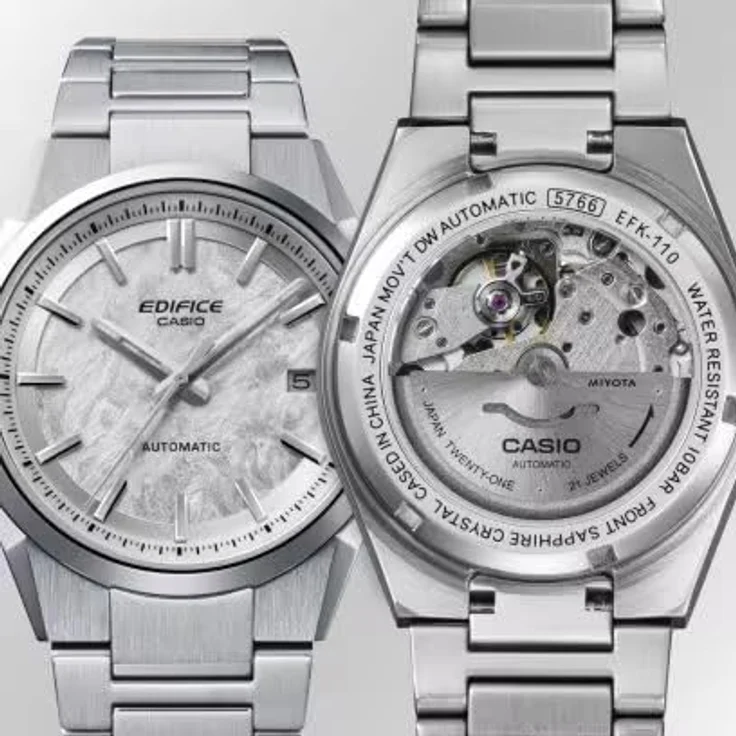 Casio Edifice EFK-110D-7A, Automatikuhr mit elegantem Design und drei Zeigern, silberfarben – Bild 2