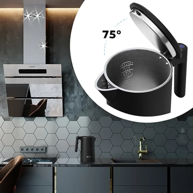 Balter Edelstahl Wasserkocher WK-5-Touch mit Temperatureinstellung, 40°C-100°C, Doppelwand, BPA frei, 1,7L, Schwarz – Bild 3