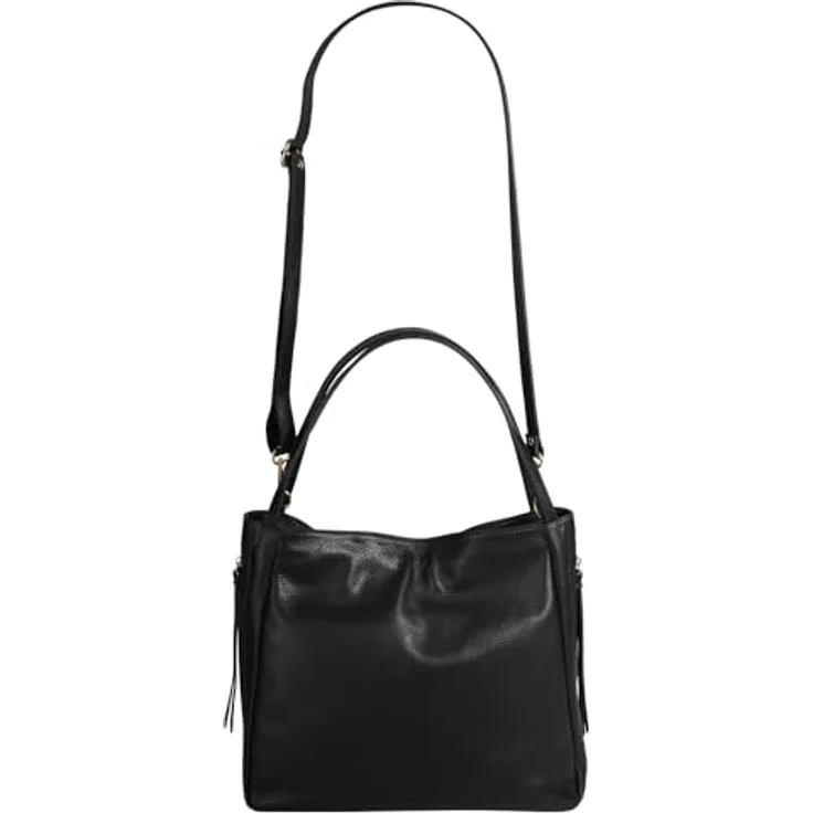 Samantha Look Umhängetasche aus echt Leder, Made in Italy, 7 l Volumen, schwarz – Bild 6