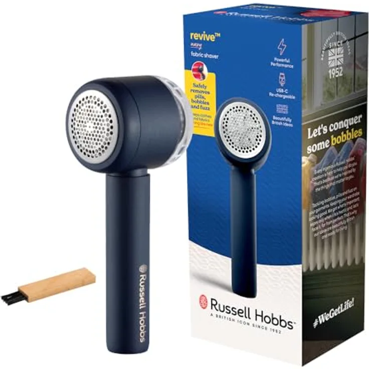 RUSSELL HOBBS Revive Fabric Shaver 27660-56, kabelloser Fusselrasierer mit 90 Minuten Betriebsdauer, inklusive USB-C-Ladekabel und Reinigungsbürste