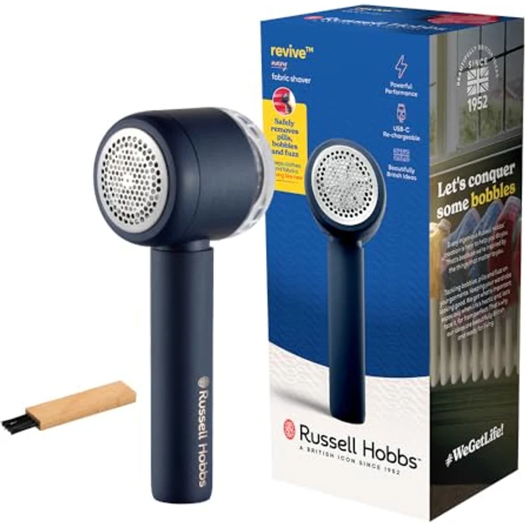 RUSSELL HOBBS Revive Fabric Shaver 27660-56, kabelloser Fusselrasierer mit 90 Minuten Betriebsdauer, inklusive USB-C-Ladekabel und Reinigungsbürste – Bild 1