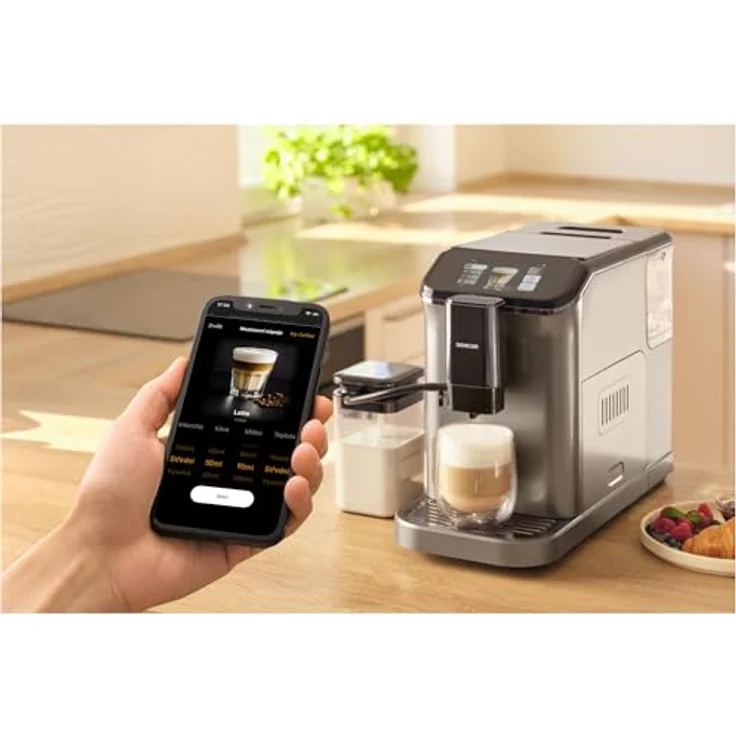 Sencor SES 8500BK, Kaffeevollautomat mit 1350W, 20 bar Druck, 1,5 l Wassertank und 200 g Bohnenbehälter, grau – Bild 6