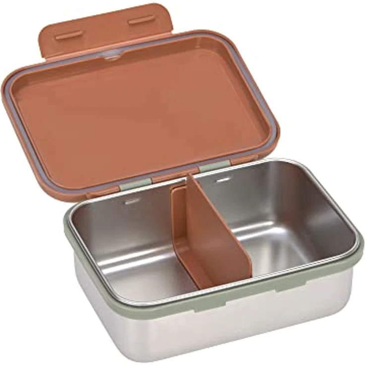LÄSSIG Kinder Brotdose Edelstahl Lunchbox Frühstücksbox Nachhaltig Kindergarten Schule/Happy prints caramel – Bild 2