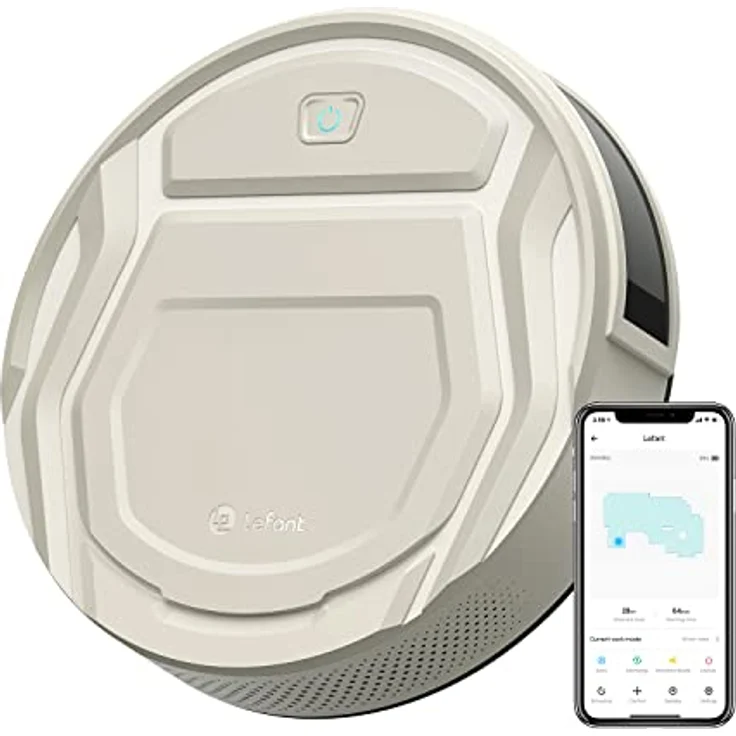 Saugroboter, Lefant WLAN Staubsauger Roboter 2200Pa Roboterstaubsauger mit Raumkarte in Echtzeit, App/Alexa, Selbstaufladung, 120Min Laufzeit, Leise, Ideal für Tierhaare, Teppiche und Hartböden M210PW – Bild 1