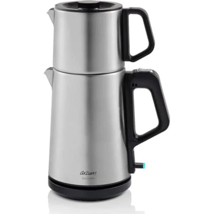 Arzum 2-IN-1 Teemaschine, Türkische Teekanne mit 1,0L Edelstahl-Kanne & 1,8L Wasserkocher – Schnellbrühfunktion, Warmhaltefunktion, Trockengehschutz, Edelstahl-Teefilter, 360° drehbar – Bild 1