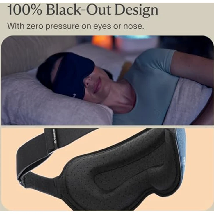 Therabody SleepMask Verdunkelungs-Augenmaske mit Vibrationen, 3 Vibrationsmuster, inkl. TheraMind-Sound, abnehmbar, waschbar – Bild 5