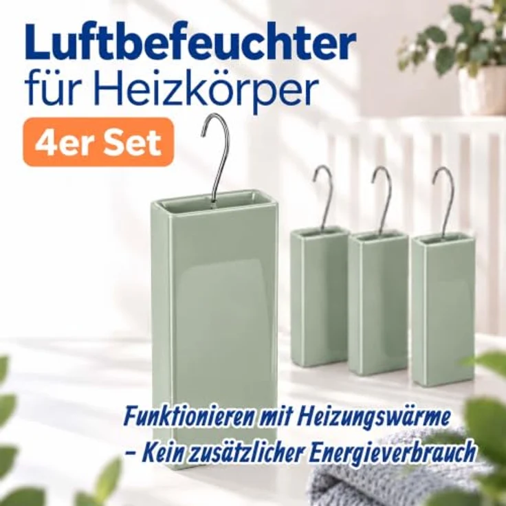 relaxdays Luftbefeuchter Heizung 4er Set, 0.4 l Wassertank, passiv, dekorativ, Türkis – Bild 4
