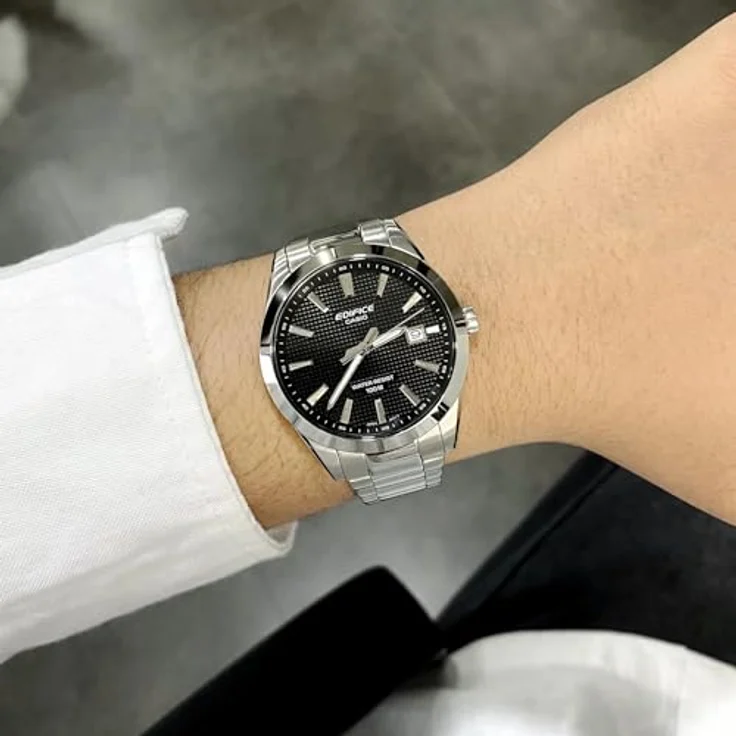 Casio Herren-Armbanduhr EFV-160D-1AVEF, Edelstahl Schwarz mit Analoganzeige und Kalenderfunktion – Bild 4
