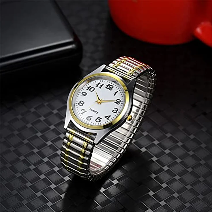 Avaner Armbanduhr mit großem Zifferblatt, Elegante Analog Quarzuhr für Männer und Frauen, elastisches Edelstahl-Armband, wasserdicht und komfortabel – Bild 3