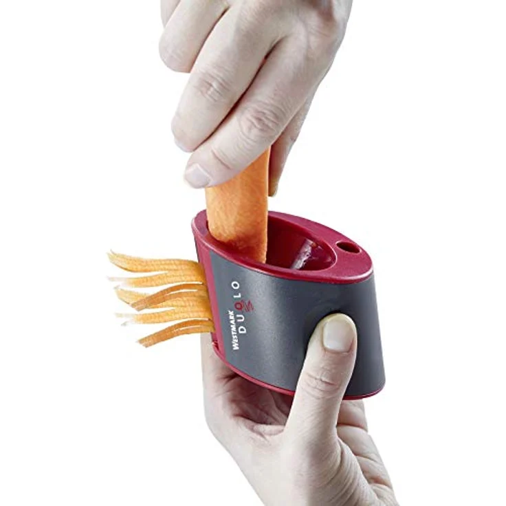 Westmark Gemüse-Spiralschneider Hand, mit 2 Schneidkegeln und Restehalter, Rostfreier Edelstahl/Kunststoff, Duolo, Anthrazit/Rot, 11622260 – Bild 4