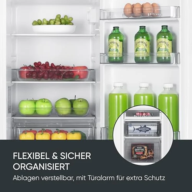SEVERIN DT 8770 Kühl-Gefrier-Kombination, 121 Liter Kühlinhalt, 52 Liter Gefrierinhalt, Energieeffizienzklasse C, Farbe: weiß – Bild 7