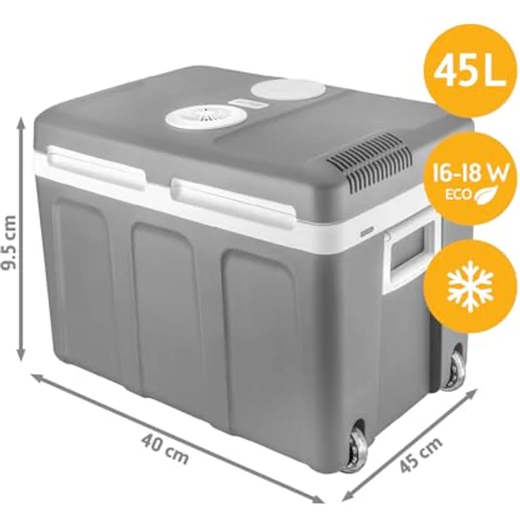 First Kühlbox 40 l, elektrische Kühl- und Warmhaltefunktion, grau/weiß, Kühlung bis -18 °C, Heizfunktion bis 65 °C, Tragegriff, abschließbare Kabelkammer – Bild 2
