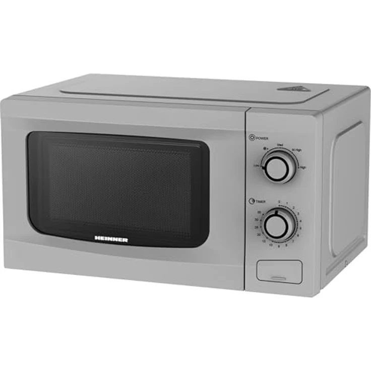 Heinner HMW-M2035SL Freistehende Mikrowelle 20 L, 700 W, Mechanische Steuerung mit Timer, Silber – Bild 2