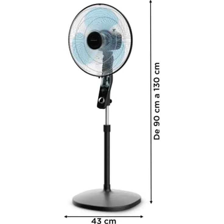 Rowenta Essential+ VU4420 Standventilator, 55 m³/min, 3 Geschwindigkeiten, leiser Betrieb mit 54 dB(A), automatische Oszillation, schwarz – Bild 3