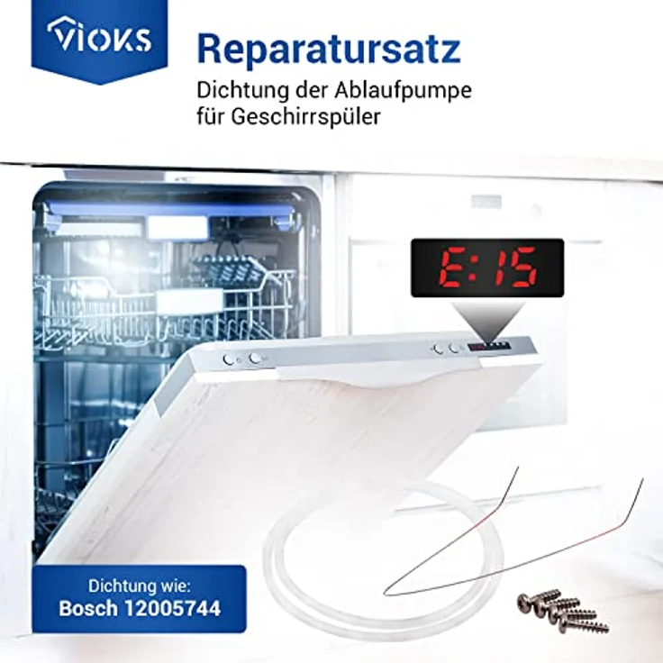 VIOKS Reparatursatz Pumpentopf Dichtung 12005744 für Spülmaschine Bosch/Neff/Pumpentopfdichtung Siemens/Constructa- Ø 182mm Siemens Pumpentopfdichtung/Bosch Silence Plus Ersatzteile bei Fehler E15 – Bild 2
