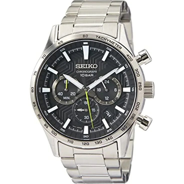 Seiko Herren Analog Quarz Uhr mit Edelstahl Armband SSB413P1