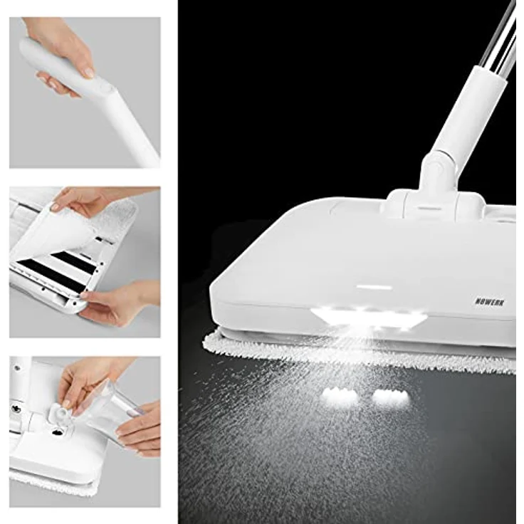 N8WERK Akku-Vibrationsmopp, elektrischer Wischmopp, Bodenwischer, Moonlight White Edition (01932) – Bild 4
