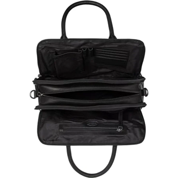 The Chesterfield Brand Layton Schultertasche, Leder 35 cm, Schwarz mit Handyfach und verstellbarem Umhängeriemen – Bild 4