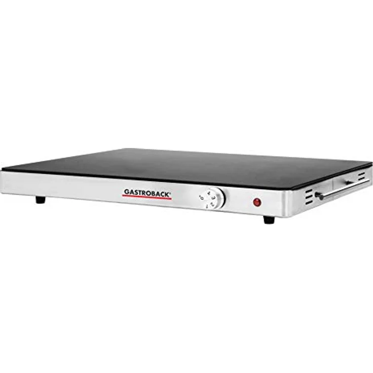 GASTROBACK Warming Tray, Speisenwärmer, Tellerwärmer, 400 Watt, extra große Heizfläche #42491 Design Warmhalteplatte, satiniertes Thermo-Designglas, schwarz, silber – Bild 2