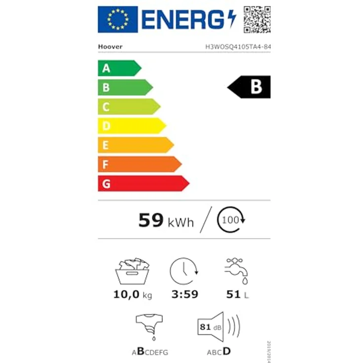 Hoover H3WOSQ4105TA4-84 Waschmaschine mit 10 kg Fassungsvermögen, Energieeffizienzklasse B, Wi-Fi & Bluetooth, All in One Programm – Bild 9