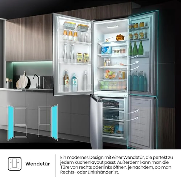 Hisense RB3N300NECA, Kühl-Gefrierkombination mit 304 l, NoFrost, Edelstahl, Energieeffizienz A, 35 dB – Bild 8