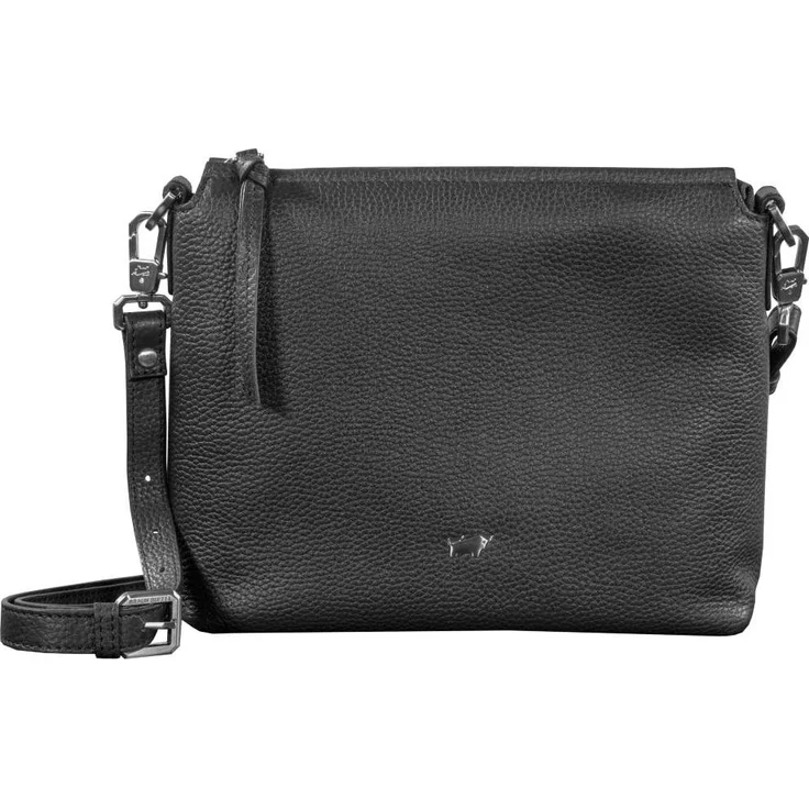 Braun Büffel Hanna, Handtasche Schwarz, Umhängetasche in Größe S mit vielseitigen Fächern und verstellbarem Ledertragegurt