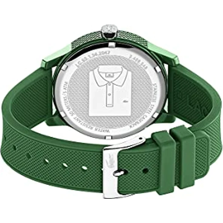 Lacoste Analog Quarzuhr LACOSTE.12.12, Grünes Silikonarmband mit grünem Zifferblatt, wasserabweisend bis 5 bar, 42 mm Gehäusedurchmesser – Bild 3