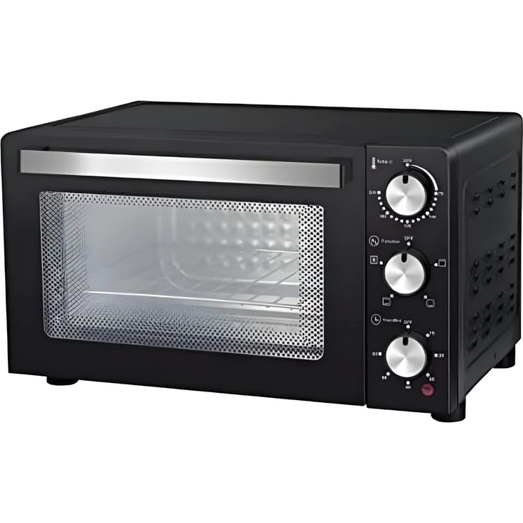 Melchioni Devil 23, elektrischer Backofen mit 23 L Fassungsvermögen, 1200 W, schwarz, vielseitige Backmodi, 60-Minuten-Timer, Temperatur bis 230 °C