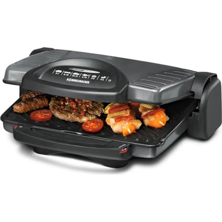ROMMELSBACHER Multi Grill KG 1800 flexible Höhenverstellung, komplett aufklappbar, stufenlos regelbar, herausnehmbare, antihaftbeschichtete Grillplatten je 33 x 24 cm, Fettablauf, 1800 Watt – Bild 2
