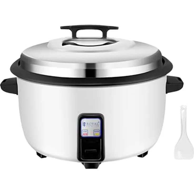 Royal Catering Reiskocher RCRK-38L, elektrischer Reiskocher mit 27 L für bis zu 70 Portionen, 3600 W, Weiß, mit Warmhaltefunktion