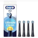 Oral-B Ultimate Clean Ersatzbürsten, Schwarz, 4 Stück, für elektrische Zahnbürsten Oral-B iO, effektive Plaque-Entfernung mit Farbwechsel-Borsten.