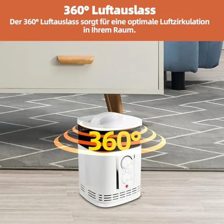 SHX Energiesparender Heizlüfter, Leiser Betrieb | 1500W Elektrischer PTC Keramik | Thermostat, Überhitzungs- & Kippschutz, Timer | Elektroheizung für Räume Schlafzimmer | Weiß/Schwarz – Bild 4