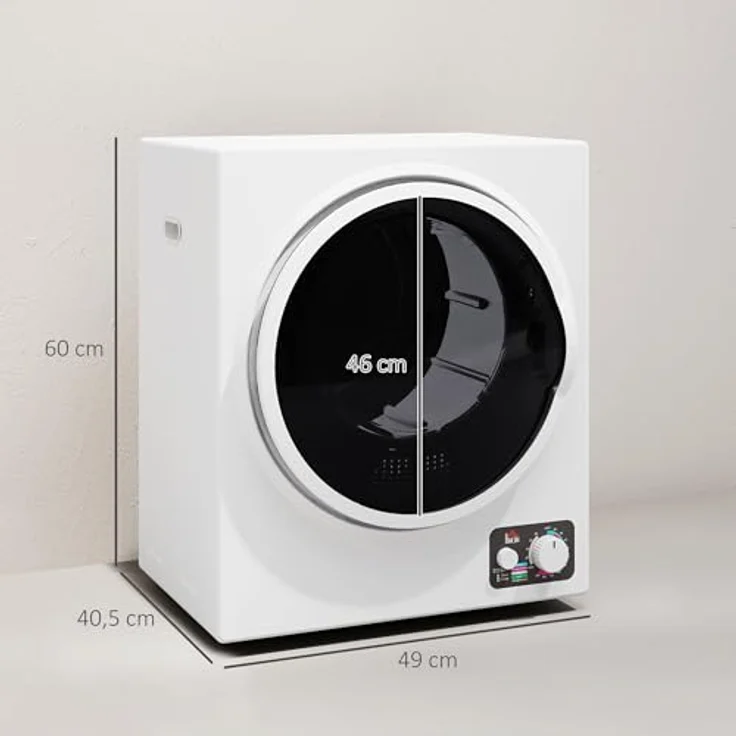 HOMCOM Waschtrockner B61-007V90WT, 2.5 kg, Kompakt, 4 Trockenprogramme, Wandmontage, weiß – Bild 7
