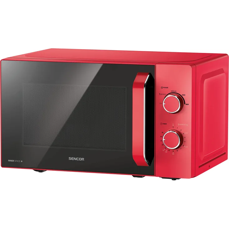 SENCOR SMW 1920RD Mikrowelle, 700 Watt, 20 Liter, modernes Design in Rot aus Edelstahl