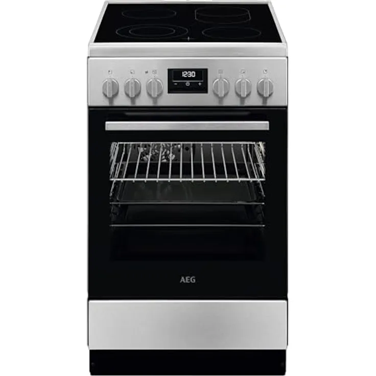 AEG CCB544OCBM, Standherd mit Glaskeramik-Kochfeld, 50cm, A, Teleskopschienen, Bräter- und Mehrkreiskochzone, Grill, Edelstahl mit Antifingerprint