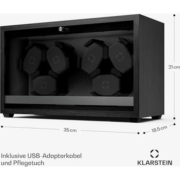 Klarstein Uhrenbeweger Brienz, Vintage für 6 Uhren, 4 Rotationsmodi, Holz-Optik, USB-betrieben – Bild 7