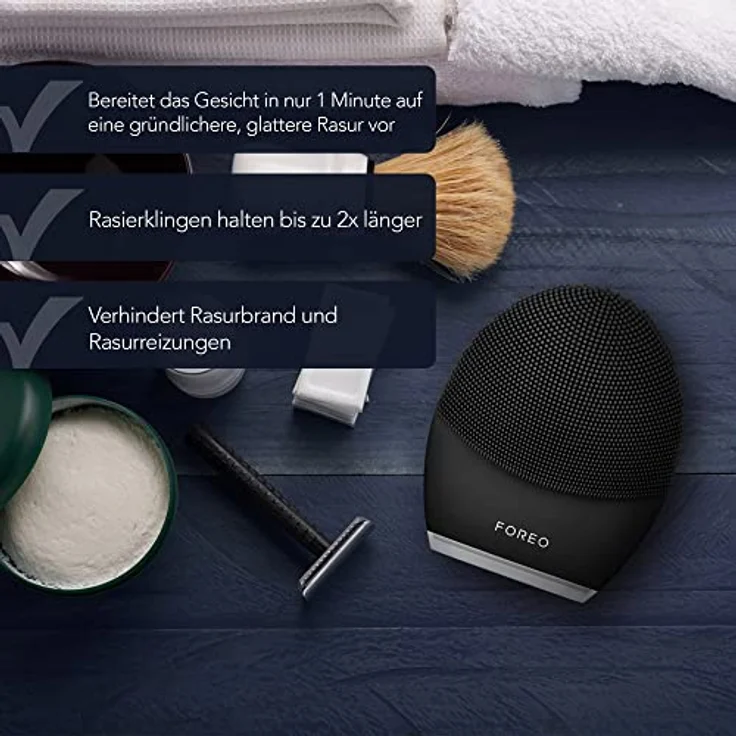 FOREO LUNA™ 3 MEN, Elektrische Gesichtsreinigungsbürste in schwarz, Porentiefe Reinigung & Massagebürste – Bild 3