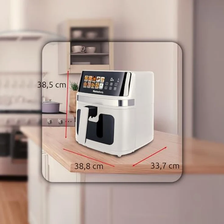 Melchioni Heißluftfritteuse Gaia Plus, 8 Liter, 2200 W, Doppelheizung für gleichmäßige Hitzeverteilung, LED-Steuerung mit 10 Programmen – Bild 5