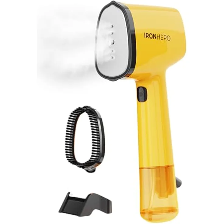 Cecotec IronHero V-1500 Essential, Vertikales Bügeleisen mit 1500 W Leistung, Keramiksohle, kontinuierlicher Dampf 25 g/min, schnelles Aufheizen in 30 Sekunden, Desinfektion und Reinigung, gelb