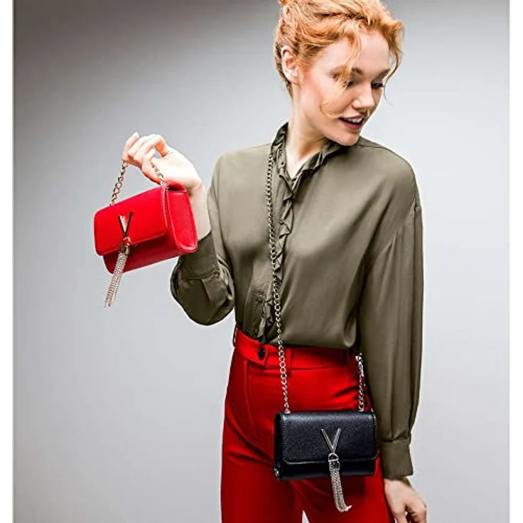 VALENTINO BAGS Umhängetasche DIVINA, Damen Handtasche mit Schnappverschluss, Lederimitat, Kettentasche - Schwarz – Bild 3