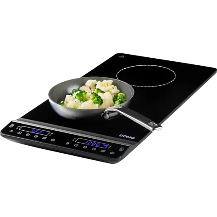 Domo DO30211IP Doppelkochplatte - vertikale Induktionskochplatte mit Timer, Schwarz