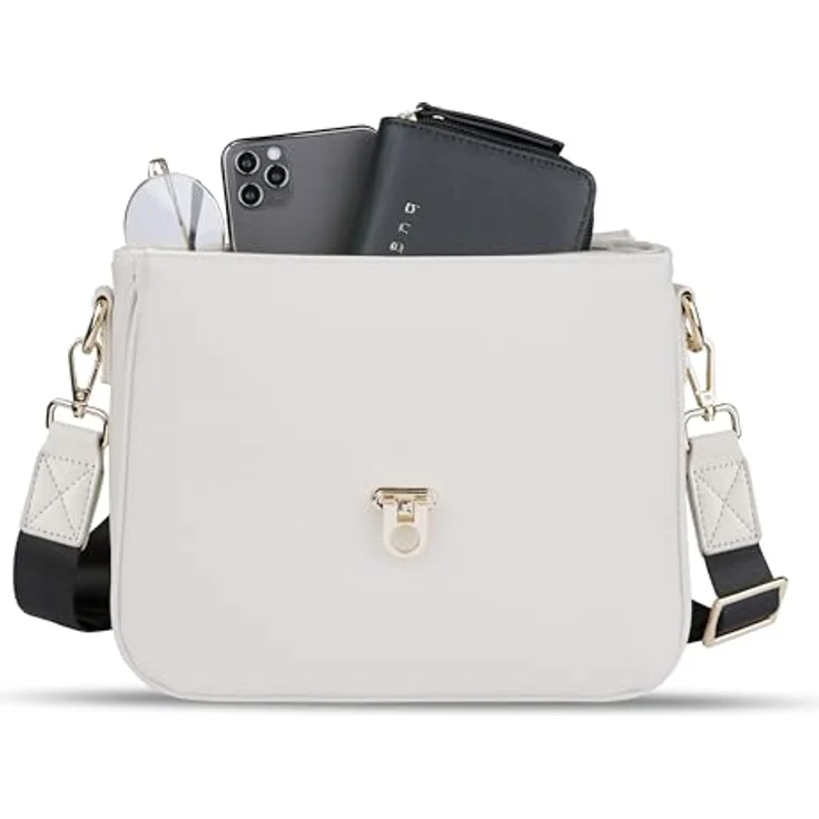 Bugatti ELLA Classic Bag, Beigefarbene Handtasche mit verstellbarem Schultergurt, viel Stauraum und rotem Akzentdesign – Bild 4