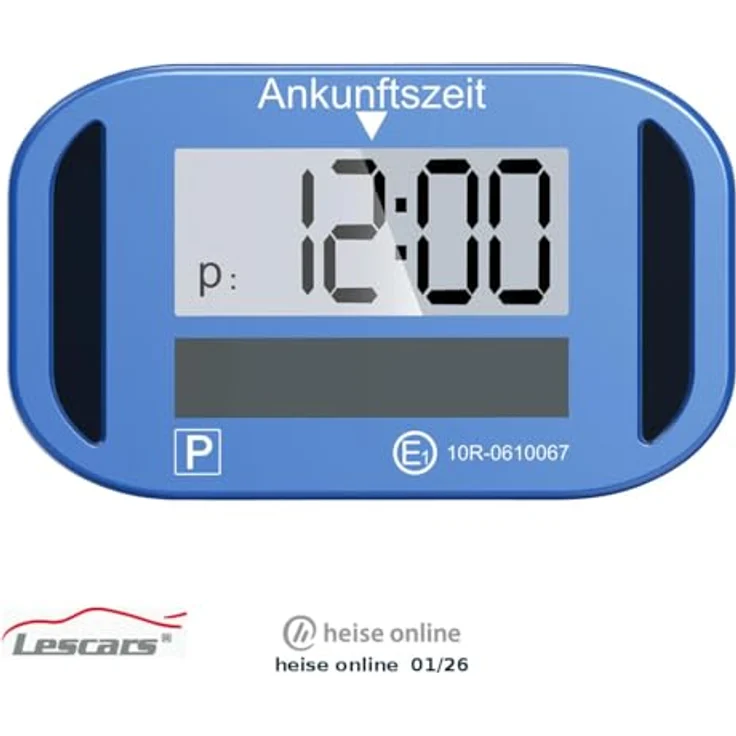 Lescars e-Parkscheibe mit Display, digitale Parkscheibe mit ECE-Zulassung, Solarstrom und Erschütterungssensor – Bild 2