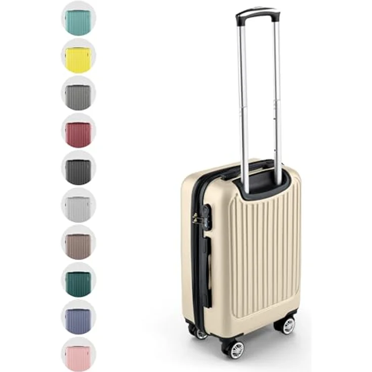 Easy Move ABS Hartschalenkoffer, 54cm, ergonomisch mit 360° Rädern und Zahlen-Schloss, cream white – Bild 1