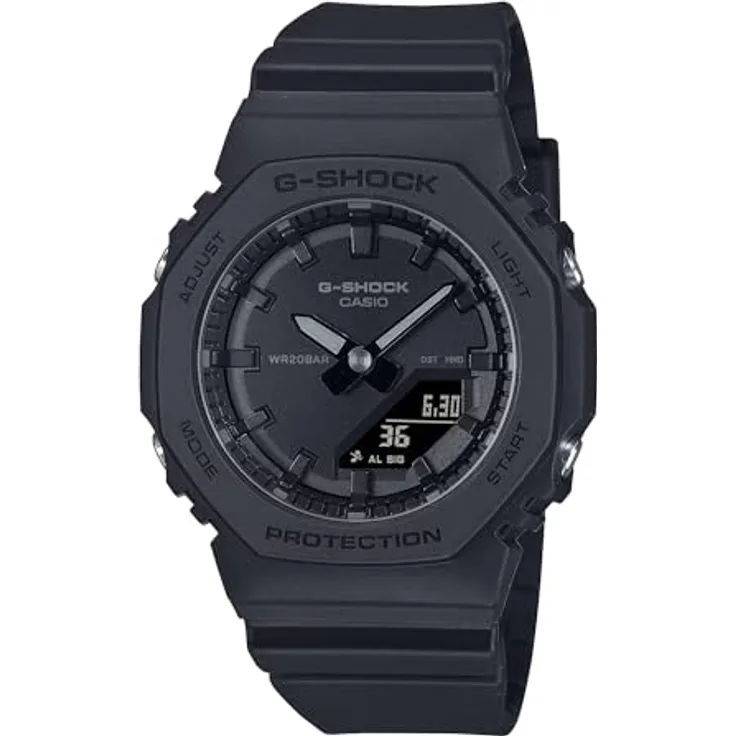 Casio Watch GMA-P2100BB-1AER, Analog-Digital-Uhr in Retro-Stil, Schwarz
