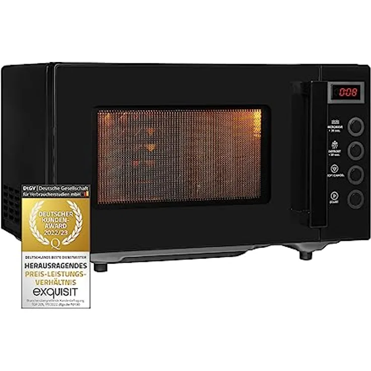 Exquisit Mikrowelle MW7020-F-030DI schwarz | Flatbed | Microwellengerät 700 Watt | Timer | 20 Liter | Mikrowelle klein und platzsparend | 5 Leistungsstufen