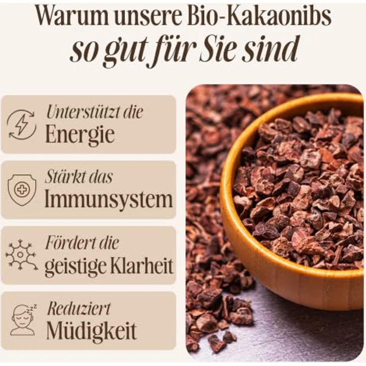 Sevenhills Wholefoods Roh Kakaonibs Bio 500g, 100% rein und biologisch, reich an Nährstoffen – Bild 3
